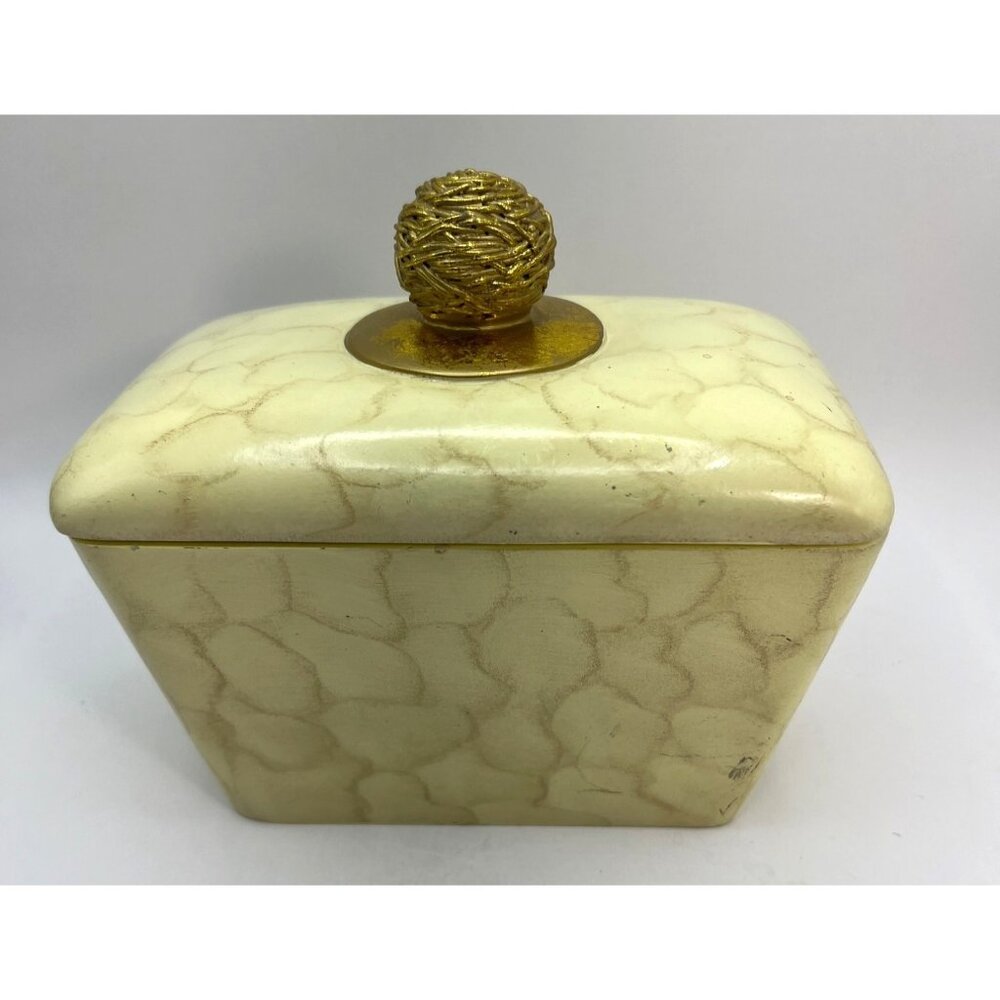Ornate heavy Resin Box For Vanity, Dresser, Bathroom, Gold Handle